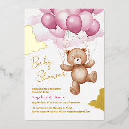 Con Relieve Metalizado Invitación de papel de aluminio para baby shower