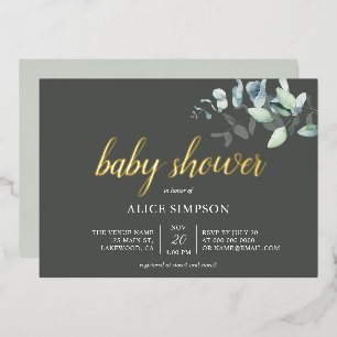 Con Relieve Metalizado Invitación de papel de aluminio para baby shower c