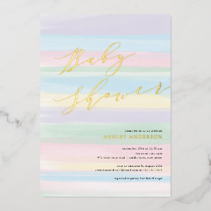 Con Relieve Metalizado Invitación de papel de aluminio para baby shower c