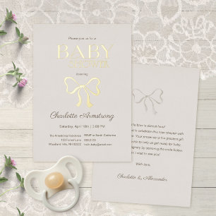 Con Relieve Metalizado Invitación de papel de aluminio para baby shower d