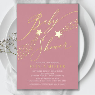 Con Relieve Metalizado Invitación de papel de aluminio para baby shower d