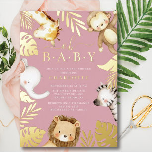 Con Relieve Metalizado Invitación de papel de aluminio para baby shower O