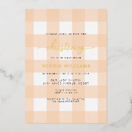 Con Relieve Metalizado Invitación de papel de aluminio para bautizo a cua