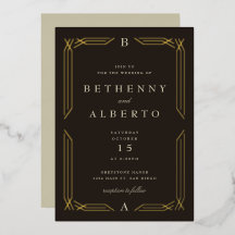 Invitación de papel de aluminio para boda bizantin
