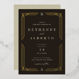 Con Relieve Metalizado Invitación de papel de aluminio para boda bizantin