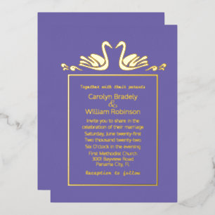 Con Relieve Metalizado Invitación de papel de aluminio para boda de cisne