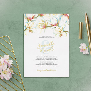 Con Relieve Metalizado Invitación de papel de aluminio para boda de flor