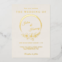 Invitación de papel de aluminio para boda de marfi