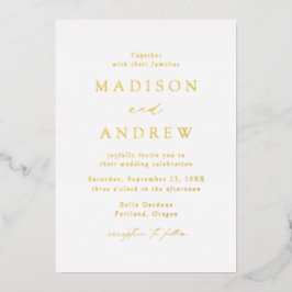 Con Relieve Metalizado Invitación de papel de aluminio para boda de oro d