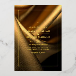 Con Relieve Metalizado Invitación de papel de aluminio para boda de tela