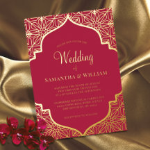 Invitación de papel de aluminio para boda en rojo