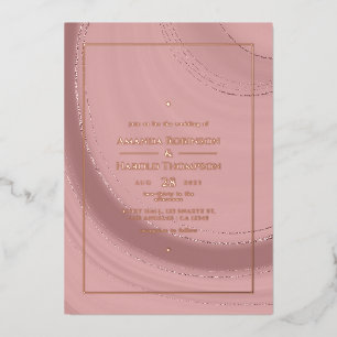 Con Relieve Metalizado Invitación de papel de aluminio para boda en rosa 