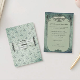 Con Relieve Metalizado Invitación de papel de aluminio para boda en verde