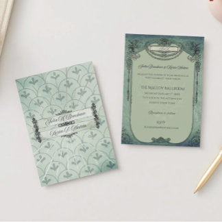 Con Relieve Metalizado Invitación de papel de aluminio para boda en verde