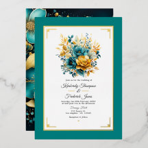 Invitación de papel de aluminio para boda floral e