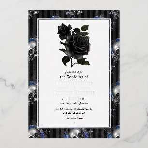 Con Relieve Metalizado Invitación de papel de aluminio para boda floral g
