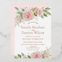 Invitación de papel de aluminio para boda floral r