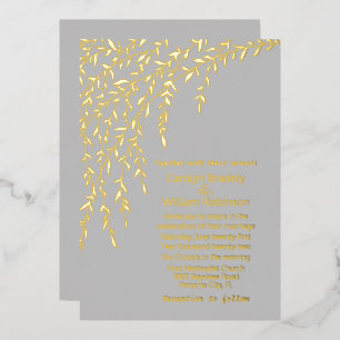 Con Relieve Metalizado Invitación de papel de aluminio para boda Gray Gol