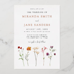 Con Relieve Metalizado Invitación de papel de aluminio para boda lésbica