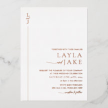 Invitación de papel de aluminio para boda moderna 