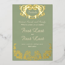 Invitación de papel de aluminio para boda real rús