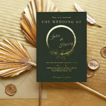 Invitación de papel de aluminio para boda verde do
