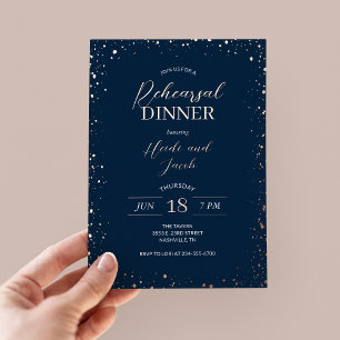 Con Relieve Metalizado Invitación de papel de aluminio para cena de ensay