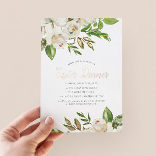 Con Relieve Metalizado Invitación de papel de aluminio para cena de Pascu