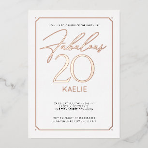 Con Relieve Metalizado Invitación de papel de aluminio para cumpleaños 20