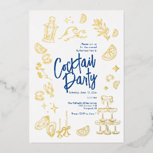 Con Relieve Metalizado Invitación de papel de aluminio para fiesta de cóc
