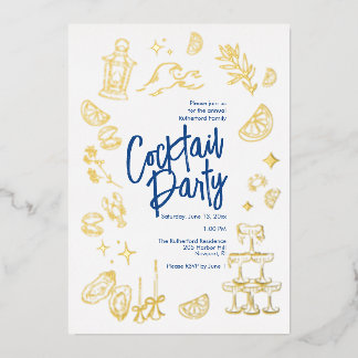 Con Relieve Metalizado Invitación de papel de aluminio para fiesta de cóc