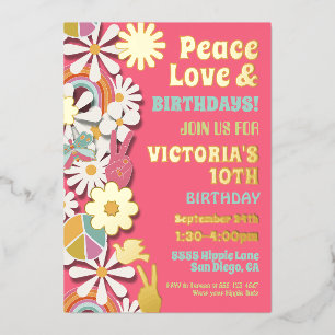 Con Relieve Metalizado Invitación de papel de aluminio para fiesta de cum