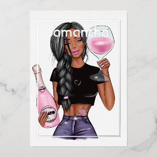 Con Relieve Metalizado Invitación de papel de aluminio para fiesta de cum