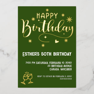 Con Relieve Metalizado Invitación de papel de aluminio para fiesta de cum