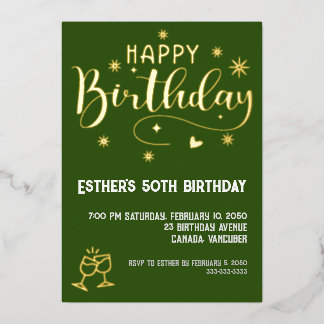 Con Relieve Metalizado Invitación de papel de aluminio para fiesta de cum