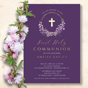 Con Relieve Metalizado Invitación de papel de aluminio para primera comun