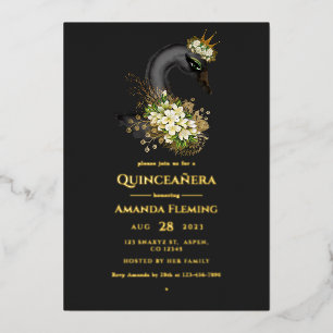 Con Relieve Metalizado Invitación de papel de aluminio para quinceañera d