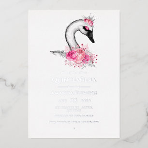 Con Relieve Metalizado Invitación de papel de aluminio para quinceañera d