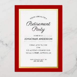 Con Relieve Metalizado Invitación de papel de aluminio rojo y dorado para