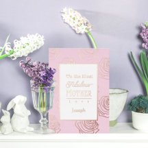 Invitación de papel de aluminio rosa para la madre