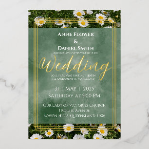 Con Relieve Metalizado Invitación de papel de aluminio verde elegante de