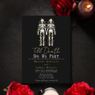 Con Relieve Metalizado Invitación de papel de boda esqueleto gótico hasta