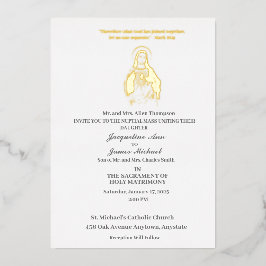 Con Relieve Metalizado Invitación de papel de estaño católica del Sagrado
