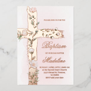 Con Relieve Metalizado invitación de papel de estaño floral Santa Cruz Ba
