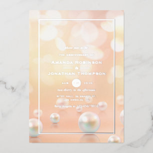 Con Relieve Metalizado Invitación de papel de estaño para aniversario de 