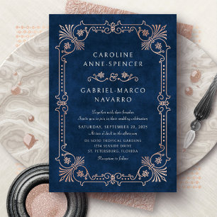 Con Relieve Metalizado Invitación de papel de estaño para boda caprichosa