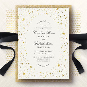 Con Relieve Metalizado Invitación de Papel de Estaño para Boda de Estrell