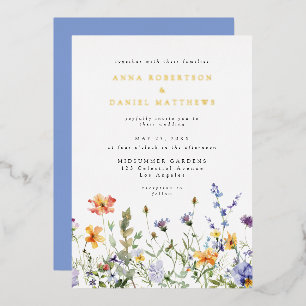 Con Relieve Metalizado Invitación de papel de estaño para boda de jardín 