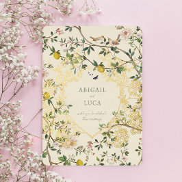 Con Relieve Metalizado Invitación de papel de estaño para boda de pájaros