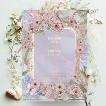 Invitación de papel de estaño para boda de peonía